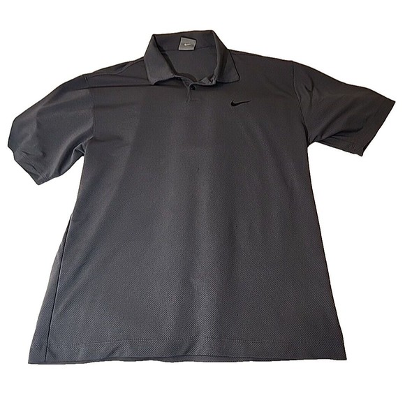 Nike Golf Polo Dark Gray Grey Waffle Knit Athletic Short Sleeve Mens shirt LARGE - Picture 1 of 6